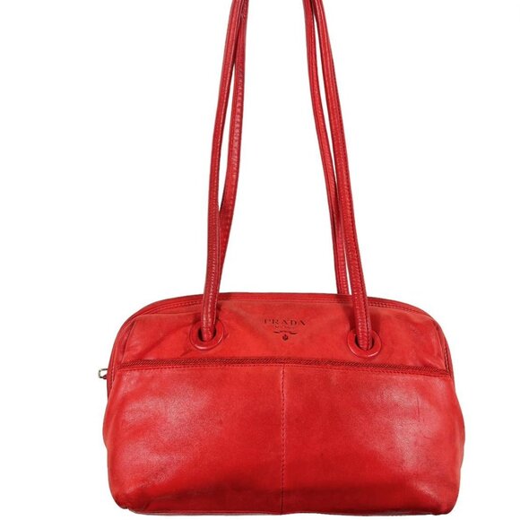 Vintage Prada Red Leather Shoulder Bag - Picture 1 of 8